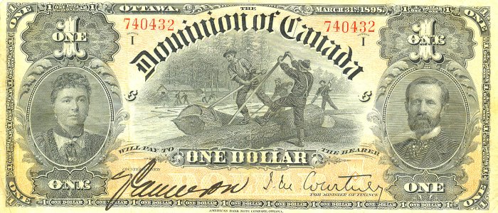 Old Canadian dollar bill, front.
