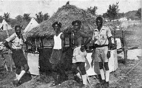 Kouassi and others in their campsite