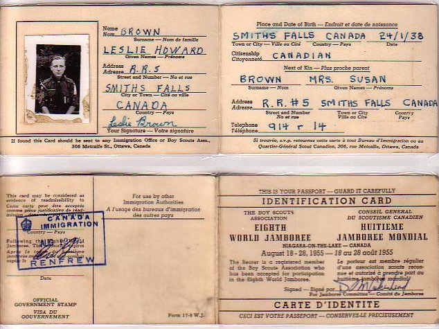 Les Brown's WJ'55 identification card